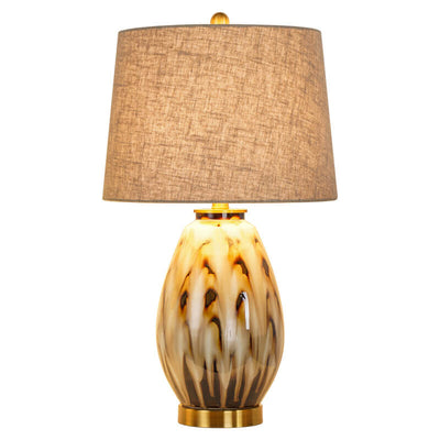 Lampe de table à 1 lumière avec base en céramique motif d'eau en tissu de luxe moderne 