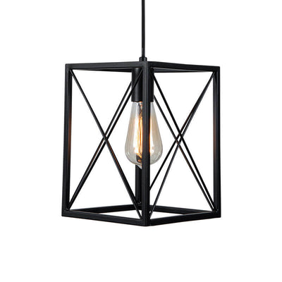 Industrial Vintage Iron Geometric Lantern 1-Light Pendant Light