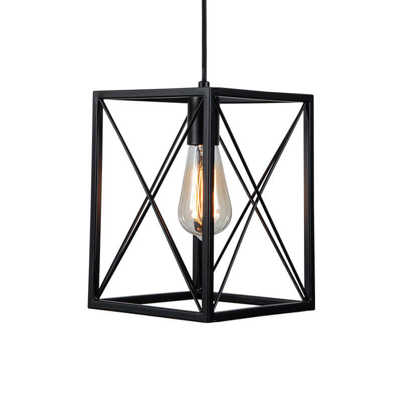 Industrial Vintage Iron Geometric Lantern 1-Light Pendant Light