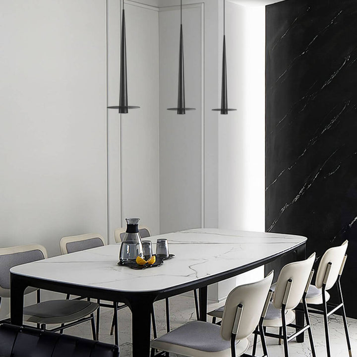 Moderne minimalistische schwarze Aluminiumstab-LED-Pendelleuchte 