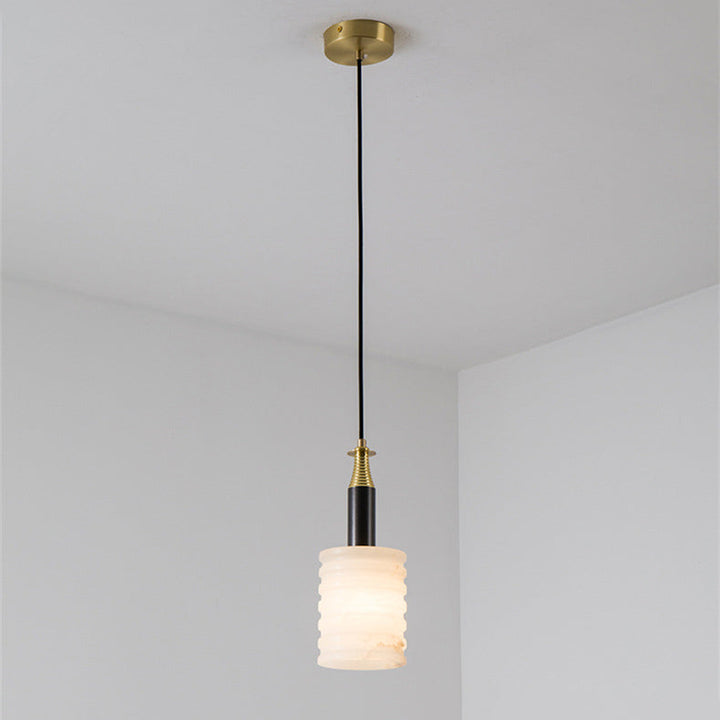 Minimalistische chinesische Marmor-Eisen-Säule 1-Licht-Pendelleuchte 