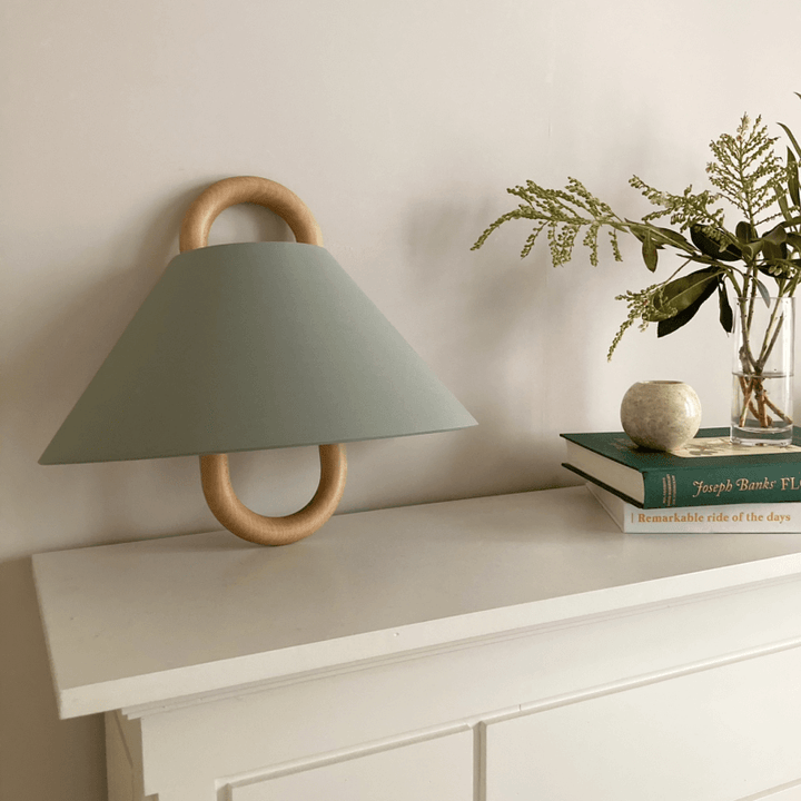 Modern Original Solid Wood Pleated Semi-Circle 1-Light Wall Sconce Lamp