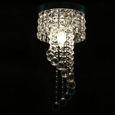 Modern Luxury Round Crystal Hanging 1-Light Flush Mount Ceiling Light