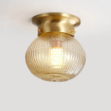 Moderne minimalistische Ananasstreifen Kupferglas 1-Licht Semi-Flush Mount Deckenleuchte 