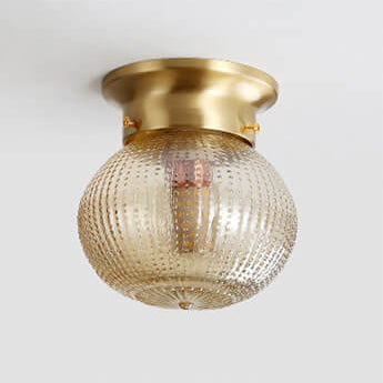 Moderne minimalistische Ananasstreifen Kupferglas 1-Licht Semi-Flush Mount Deckenleuchte 