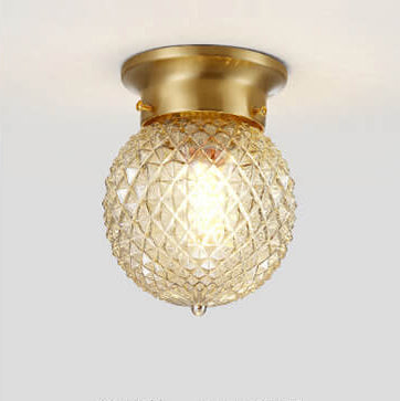 Modern Minimalist Pineapple Stripes Copper Glass 1-Light Semi-Flush Mount Ceiling Light