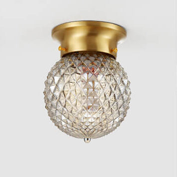Moderne minimalistische Ananasstreifen Kupferglas 1-Licht Semi-Flush Mount Deckenleuchte 