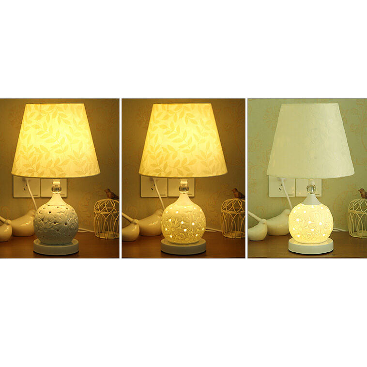 Lampe de Table en Céramique Minimaliste Européenne avec Télécommande et Variation de Lumière 1 Lumière 