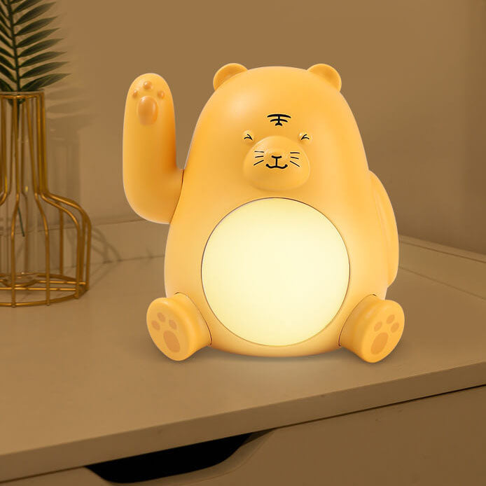 Lámpara de mesa con luz nocturna LED de tigre con asa creativa de dibujos animados 