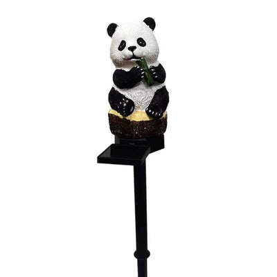 Solar Resin Panda Outdoor Waterproof Patio Decorative Ground Plug Light