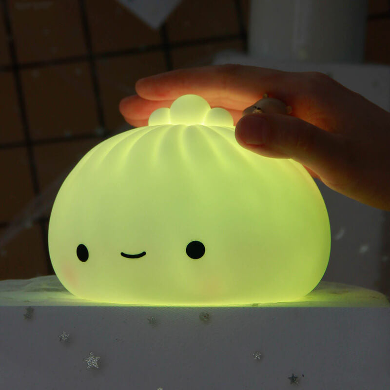 Luz de Noche LED con Forma de Panecillos de Silicona Creativa para Cuidado de los Ojos en el Escritorio 