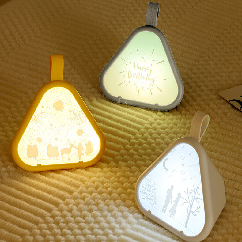 Lámpara de mesa con luz nocturna LED atmosférica de siete colores en triángulo creativo 