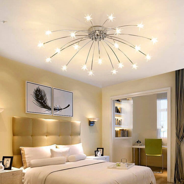 Contemporary Creative Full Of Star Iron 12/21/28 Light Flush Mount Ceiling Light For Living Room