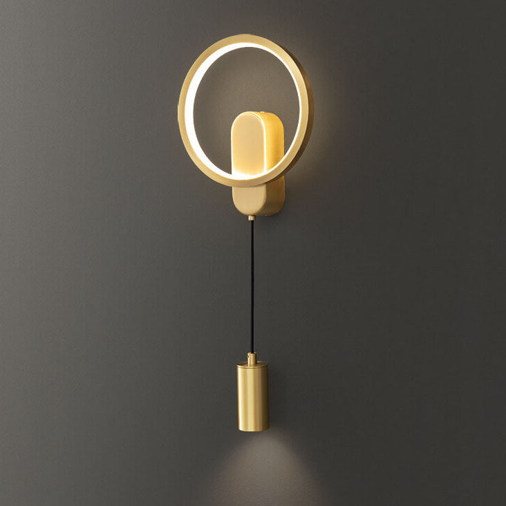 Lámpara Aplique de Pared Creativa LED Redonda Nórdica de Cobre Industrial 