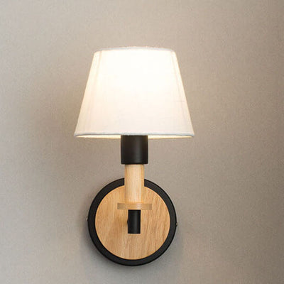Modern Nordic Wooden Tubular 1-Light Wall Sconce Lamp
