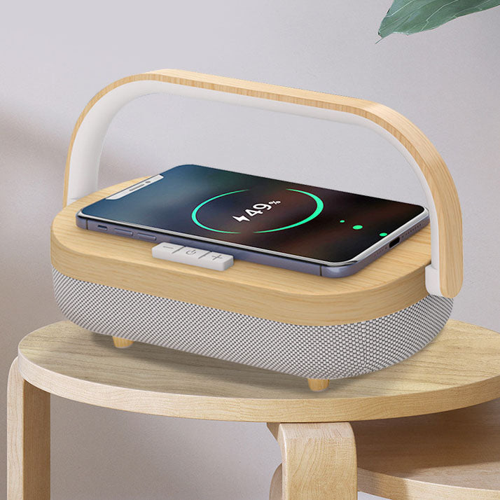 Moderne minimalistische kabellose Induktions-Bluetooth-Lade-USB-LED-Tischlampe für das Schlafzimmer 
