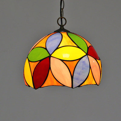 Tiffany Baroque Stained Glass Round Dome 1-Light Pendant Light