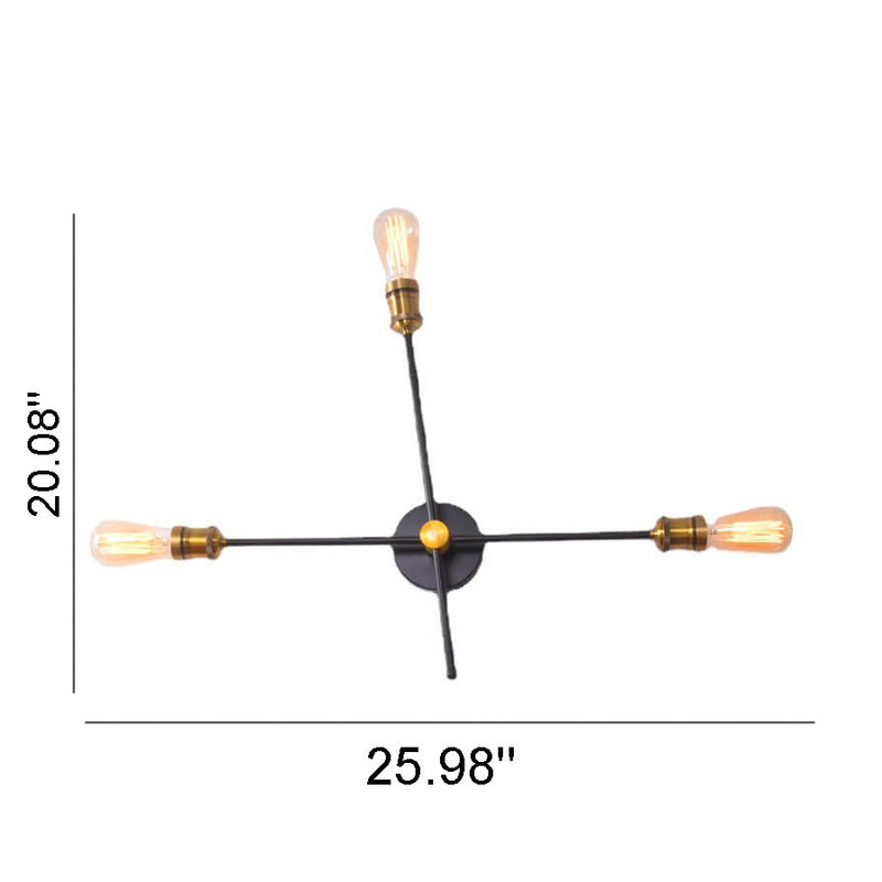 Industrielle Vintage-Eisen-lineare verstellbare 3-Licht-Wandleuchte 