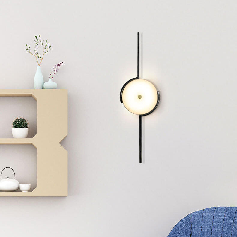 Simple Light Luxury Creative Geometric Round Clock Design 1-Light Wall Sconce Lamp