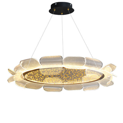 Modern Light Luxury Acrylic Flower Petal Round LED Chandelier