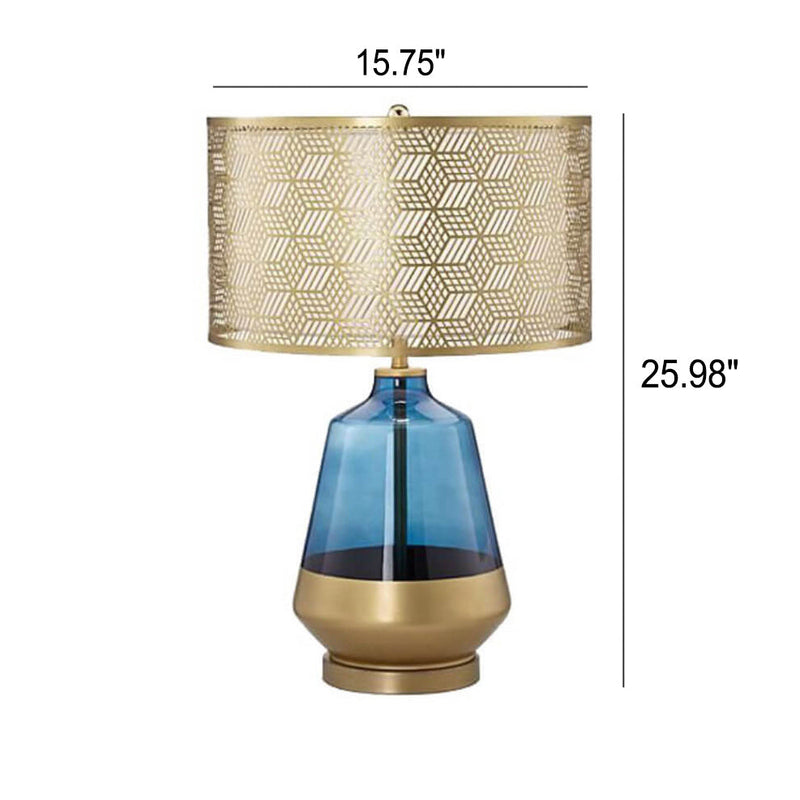 Modern Luxury Blue Glass Bottle Metal Lamp Shade 1-Light Table Lamp