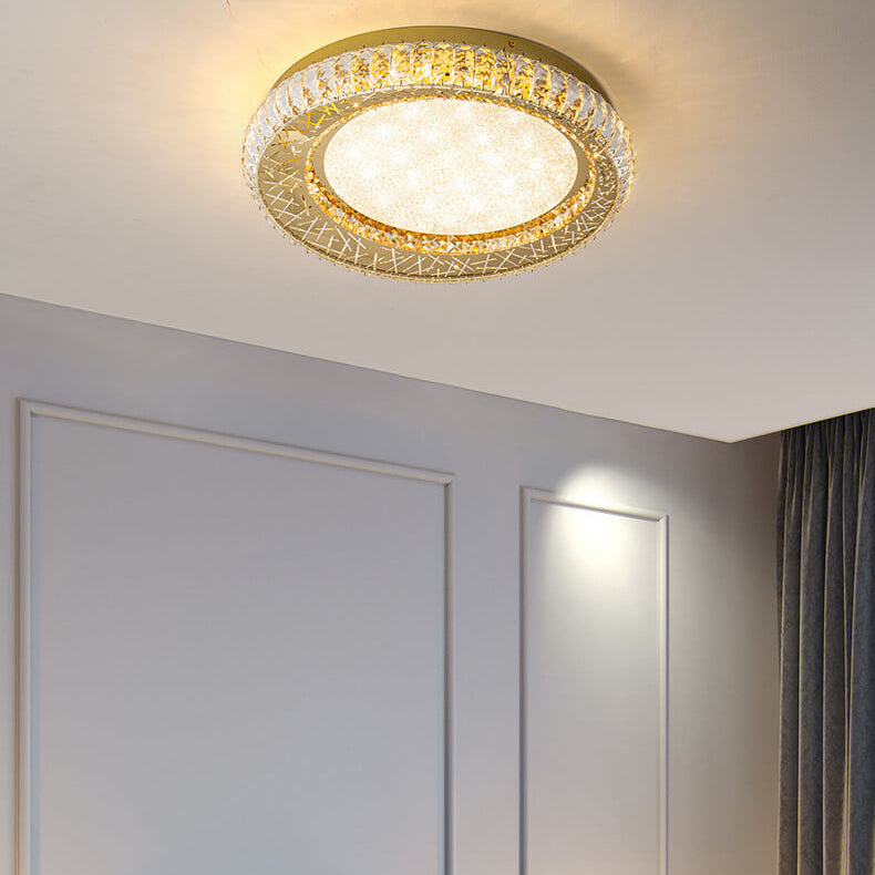 Modern Luxury Crystal Bird Nest Round LED Flush Mount Ceiling Light