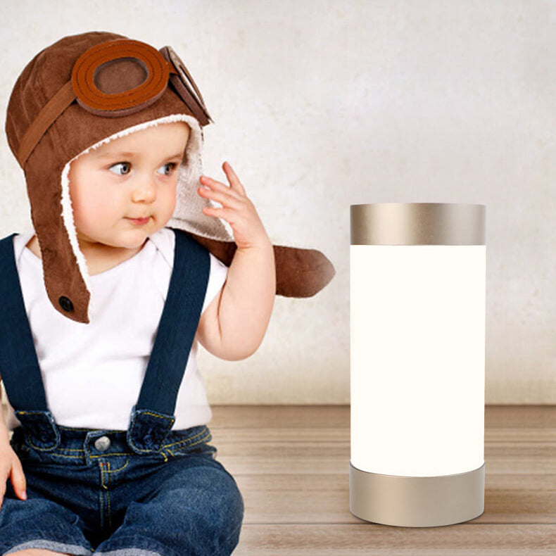 Moderne minimalistische zylindrische Aluminium-Acryl-USB-LED-Tischlampe 