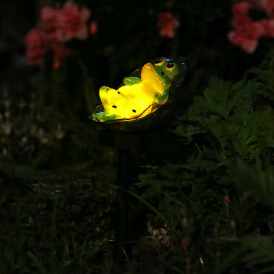 Solar Resin Frog LED Outdoor Waterproof Patio Decorative Ground Plug Landscape Light