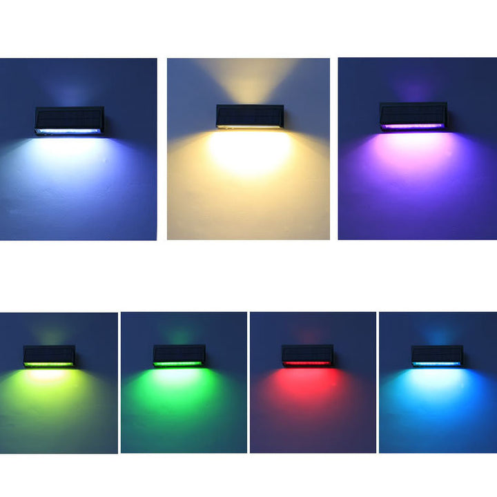 Aplique de pared LED rectangular inclinado para patio exterior, moderno y minimalista, solar, impermeable, de aluminio y vidrio 