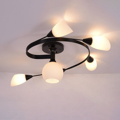 Modern Minimalist Glass Metal 4/6-Light Chandelier