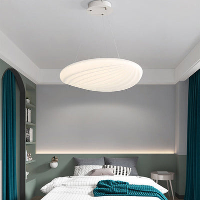 Modern Minimalist Milk White Acrylic Striped Round LED Flush Mount Ceiling Light