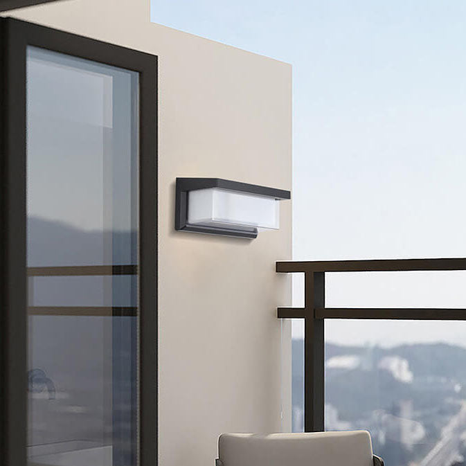 Lámpara Apliqué de Pared Exterior Moderna Minimalista Solar Rectangular PC LED Para Patio Exterior 