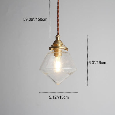 Japanese Vintage Rhombus Bubble Glass Jar 1-Light Pendant Light