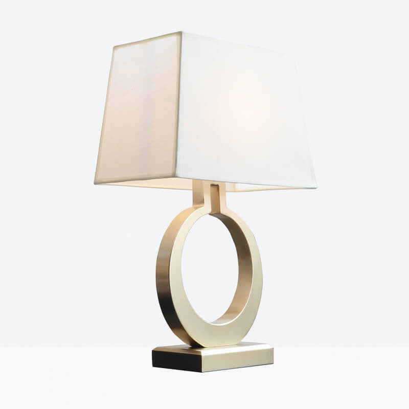 Moderne Luxusstoff Tischlampe mit goldenem Ringfuß und einer Lichtquelle 