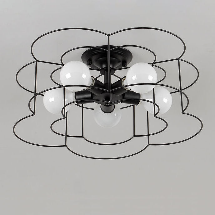 Nordic Creative Iron Petals 5-Light Semi-Flush Mount Ceiling Light