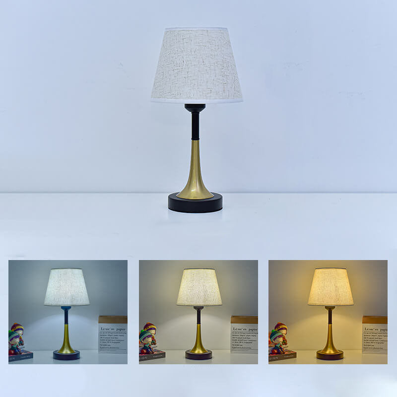 Lampe de table LED avec télécommande USB en tissu métallique rétro européen 