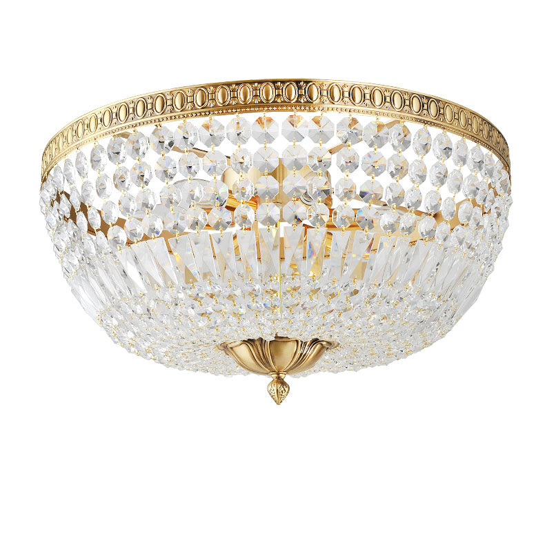 Plafonnier encastré rond en cristal vintage français à 3/5/9 lumières 
