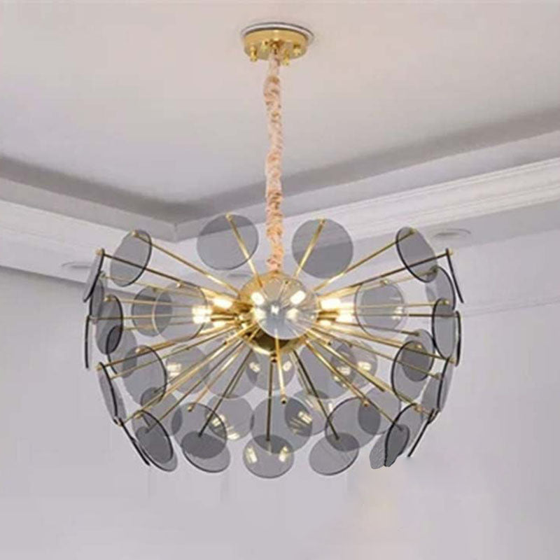Contemporary Creative Orb Round Piece Iron Glass 8-Light Chandelier For Living Room