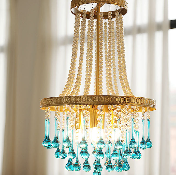 Vintage Luxury Crystal Multilayer Oval 4-Light Chandelier