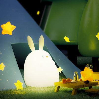 Lampe de bureau LED avec veilleuse USB tactile en silicone en forme de petit lapin 