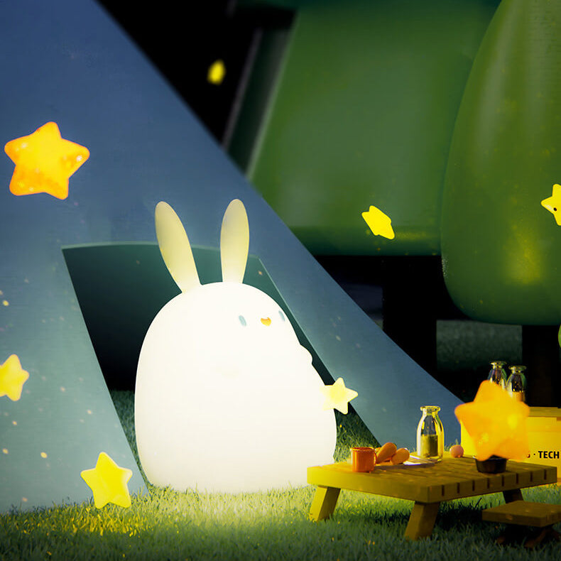 Lampe de bureau LED avec veilleuse USB tactile en silicone en forme de petit lapin 