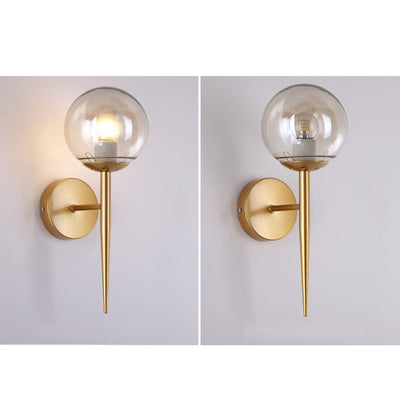 Modern Minimalist Glass Round Ball Shade Long Pole 1-Light Wall Sconce Lamp