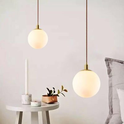 Nordic Minimalist Milky White Glass Ball 1-Light Pendant Light