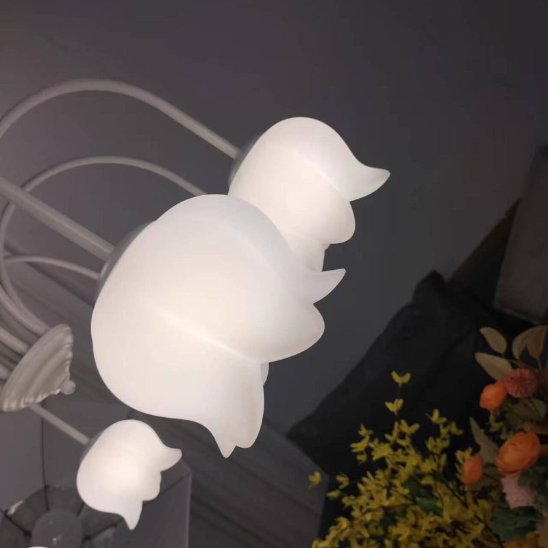 French Cream White Bellflower Acrylic 5/6/8 Light Chandelier