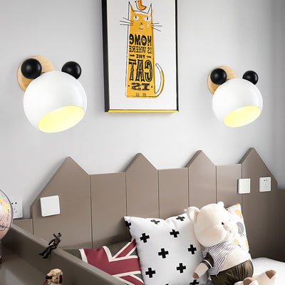 Nordic Cartoon Bear Dome 1-Light Kids Wall Sconce Lamp