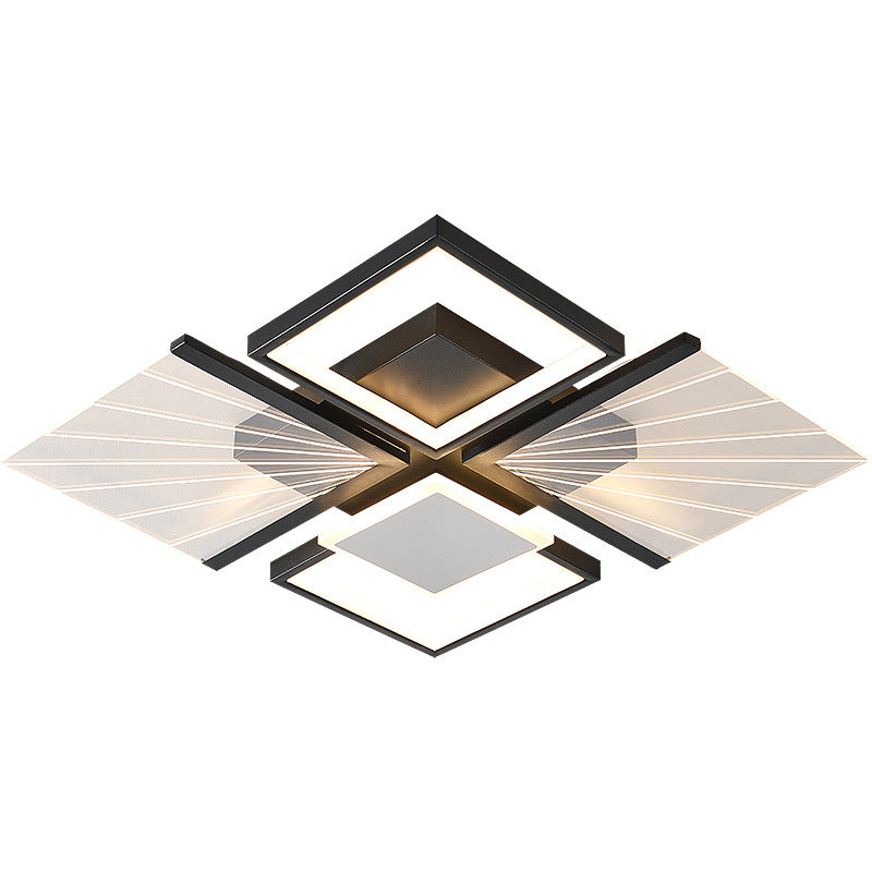 Moderne minimalistische geometrische Formen Schwarz Weiß Eisen LED Deckenleuchte 