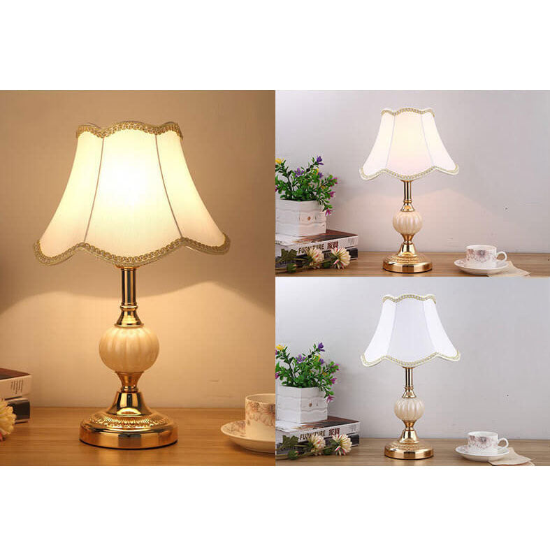 Nordic Vintage Floral Glass Fabric 1-Light Table Lamp