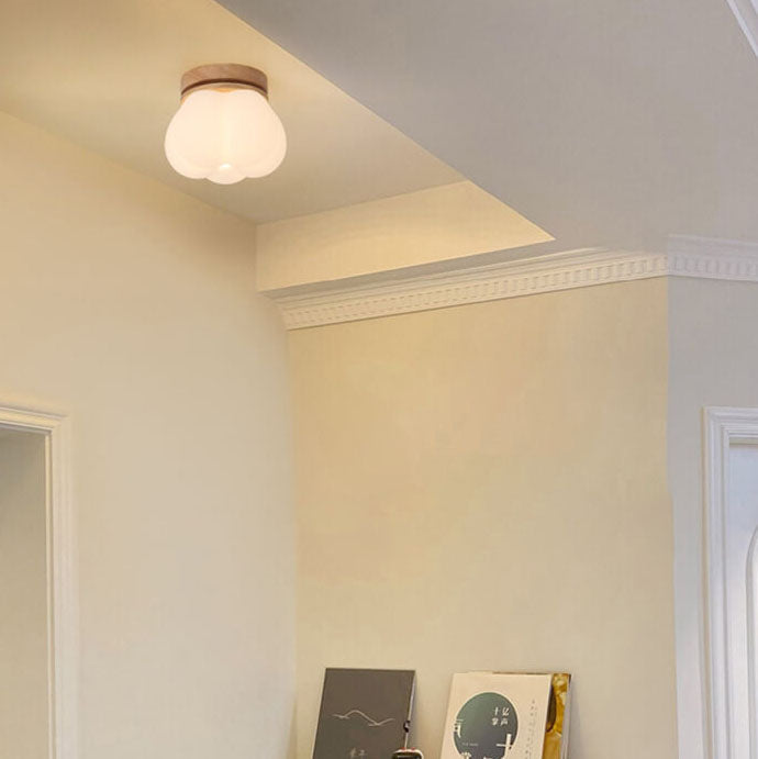 Moderne Creme Wolke Holz Rotomolding 1-Licht Deckenleuchte mit halber Einbauleuchte 