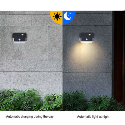 Outdoor Square Flat Solar Body Sensor LED Patio Waterproof Wall Sconce Lamp