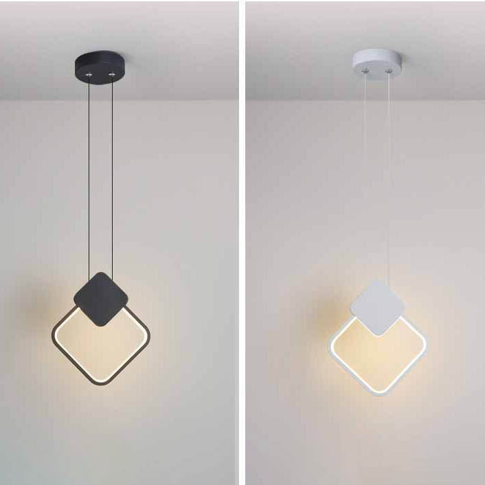 Modern Minimalist Iron Silicone Geometric Round Frame LED Pendant Light for Bedroom